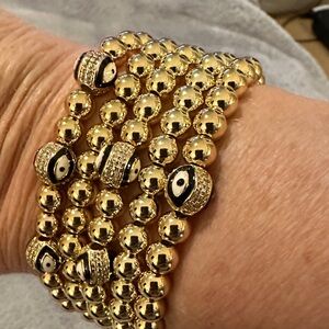 Gold Beaded Evil Eye Bracelet